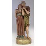 Royal Dux figure group  modelled as a lady and gentleman, pink pad mark and 1513 to base, 57cm high