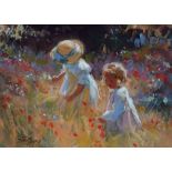 Dianne E. Flynn (1939-),   "Sisters in Summertime", signed, titled on verso, acrylic, 25.5 x 35.