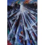 David Wilde (1918-1978),  "Snowstorm, Rush Hour, Salford Crescent", signed and titled, acrylic on