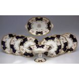 Coalport 'batwing' dessert service,   to include a comport, twin handled dish and six plates. (8)