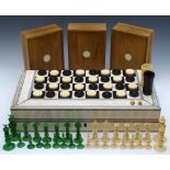 Anglo-Indian Vizagapatam games box of ivory and horn on camphorwood, the outside laid for chess