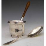 Silver brandy pan or warmer, Walter Brind, London 1757, the somewhat ogee sides with a beech