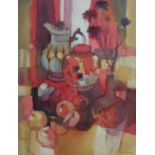 Moira Huntly R.I. (British, b.1932),  "Red Apples with Chinese Jar", signed, titled on gallery label