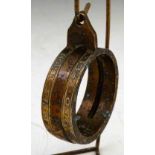 Brass portable sundial ring after Johannes Thon, inscribed IO · H · S ·THON · ANNO · 1721 and the