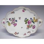 Meissen twin handled tray   painted with floral sprays late 18th / 19th century, 44.5cm wide