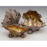 Set of four Elkington silver plated shell shaped table salts, dated 1854 & 1859, two stamped "De