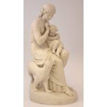 Copeland parian figure group of Ino and Bacchus,   after Louis Auguste Malempre, impressed marks and