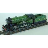 Hornby Series O gauge, a 20V 4-4-0 locomotive 'Bramham Moor' No.201 and tender in LNER green livery,