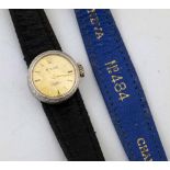 Rolex Orchid lady's 18ct white gold wristwatch, circa 1970, textured gilt dial, baton numerals, case