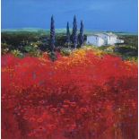 John Horsewell (1956-),  "Colours of Provence (Red)", signed, acrylic, 43 x 43cm.; 17 x 17in.