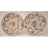 Pair of Worcester plates decorated in the Atelier of James Giles London circa 1770   painted with