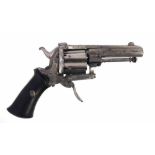 Belgian pinfire 7mm calibre revolver,   with unusual closed frame design, with octagonal barrel,