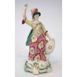 Derby figure of Minerva circa 1770   modelled standing on scrolled base holding her shield, patch