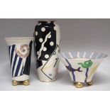 Three Peter Ting 'Tingware' vases, decorated with abstract patterns, printed marks to bases, (3) The