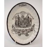 Manchester Oddfellows teapot stand probably Coalport circa 1800   printed in black transfer with the