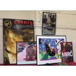 Various gallery promotion posters for exhibitions, Miro, Degas, Matisse etc. Condition report: see