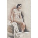 Jules Albert Mignon, 19th/20th century,  Seated nude, signed and dated 1942, pastel, 46.5 x 29.5cm.;