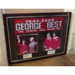 Signed Wonderland memorabilia framed signed photographs complete with Manchester United scarf.