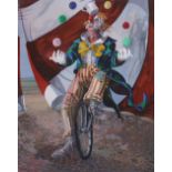 Francis Wainwright (1940-),  A juggling clown on a unicycle, signed and dated 1986, acrylic on