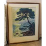 Heran Chaban (1887-1939),  Coastal scene with scots pine, signed in pencil in the margin, etching