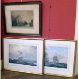 Three framed prints, tall Ships under sail Condition report: see terms and conditions