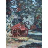 Barbara Fleming, 20th century,  "The Old Cart", signed, titled on artist's label verso, oil on