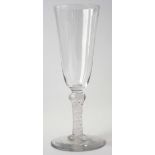 Late 18th century ale glass with opaque twist baluster stem and plain foot, 17cm high. Condition