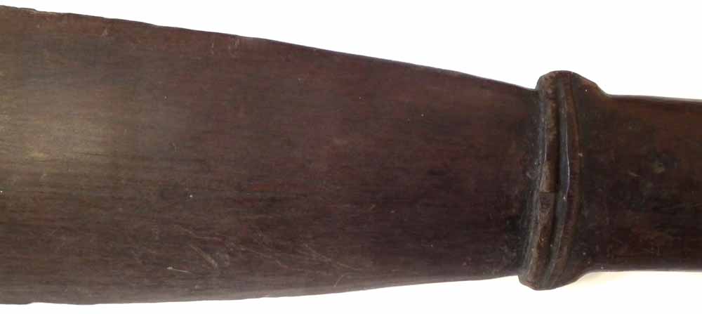 Polyenesian paddle war club probably Tongan, carved from dence hardwood, with square section grip - Image 3 of 11