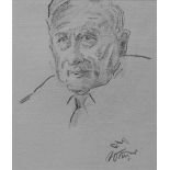 William Turner F.R.S.A., R.Cam.A. (1920-2013), Portrait of L.S. Lowry, signed, pencil, 23.5 x 20cm.;