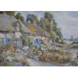 John H. Tyson (exh.1886-1905), A cottage garden, signed, watercolour, 35.5 x 49cm.; 14 x 19.25in.