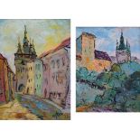 Father Nagy, 20th century, "Dracula's House" and "Dracula's Castle", monogrammed and dated '73,