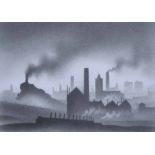 Trevor Grimshaw (1947-2001), "Train Leaving a Town", signed, titled on verso, pencil and graphite,