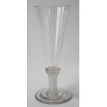 Late 18th century ale glass with flaring bowl, opaque twist double knop stem and plain foot, 16cm