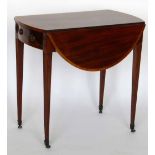 Mahogany oval Pembroke table, early 19th century, banded in satinwood, over opposing true and