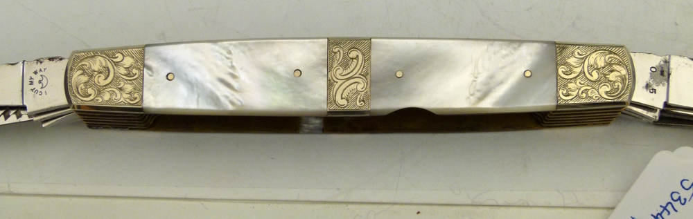 Stan Shaw exhibition pocket knife with mother-of-pearl grips,signed SS-80, fitted with eleven Wm - Image 3 of 18