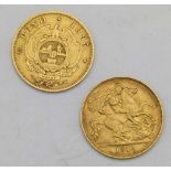 George V gold half sovereign, 1912, VF; South Africa gold ½ pond, 1895, VF (2)