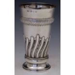 Silver half reeded beaker vase, Elkington Birmingham 1893, 7oz 11dwt, height 17cm. Condition report: