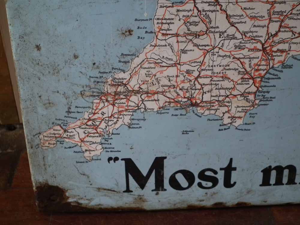 Firestone tyres map of England enamel sign 72cm x 122cm Condition report: Several areas of corrosion - Image 4 of 9