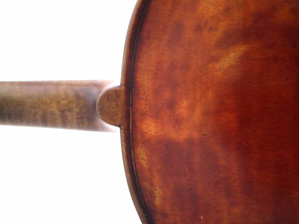 School of Albany Violin, with one piece figured back, red / brown varnish, together with a bow and a - Image 5 of 25