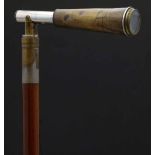 Malacca cane walking stick, the handle housing a 1" telescope, overall length 84cm.