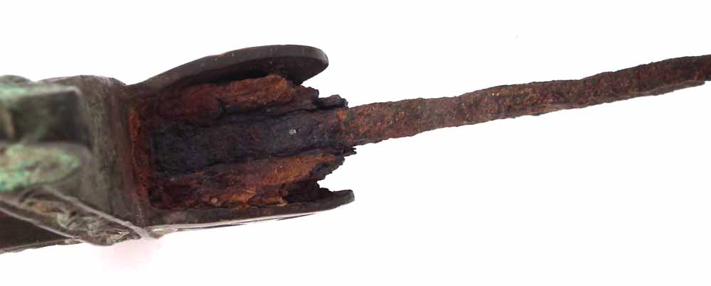 Sword hilt in excavated condition, possibly of Masonic significance with clover leaf terminals and - Image 3 of 5