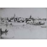 Charles William Cain (1893-1962), Four framed etchings to include "On a Basrah Baghdad Roof", signed