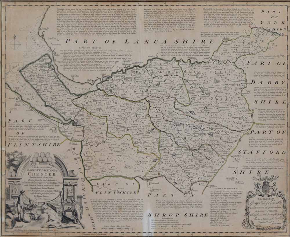 Cheshire. Bowen (Emanuel), An Accurate Map of the County Palatine of Chester, Divided into Its