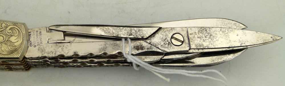 Stan Shaw exhibition pocket knife with mother-of-pearl grips,signed SS-80, fitted with eleven Wm - Image 6 of 18