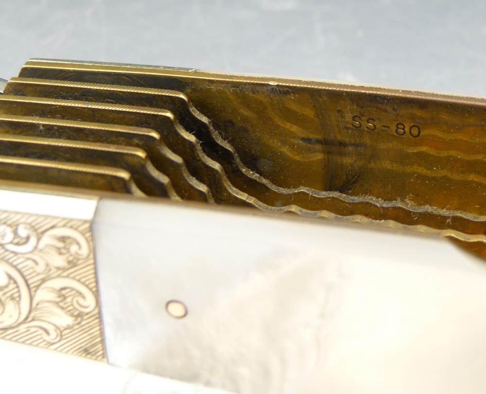 Stan Shaw exhibition pocket knife with mother-of-pearl grips,signed SS-80, fitted with eleven Wm - Image 13 of 18