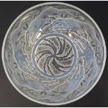 Lalique bowl moulded with 'Chiens' pattern of greyhounds and leaves, moulded mark to the centre