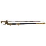 Royal Navy 1827 pattern officers sword retailed by J.J. Rayner & Sons Liverpool, with lions head