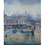 Joy Altaras, 20th century, Street scene with horse and cart, signed and dated '80, oil on board,