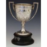 Two-handled silver trophy cup, Birmingham 1927, engraved with the competition and winners, height