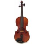 J.T.L. Salvator Paris violin circa 1890 with one piece tightly flamed back and red / brown